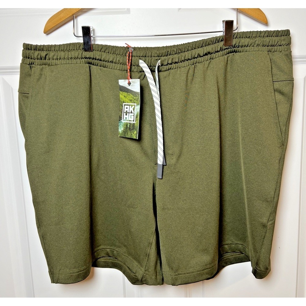 AKHG Wanderwear Performance Shorts 2XL 8" Marsh Olive‎ Heather NWT Stretch